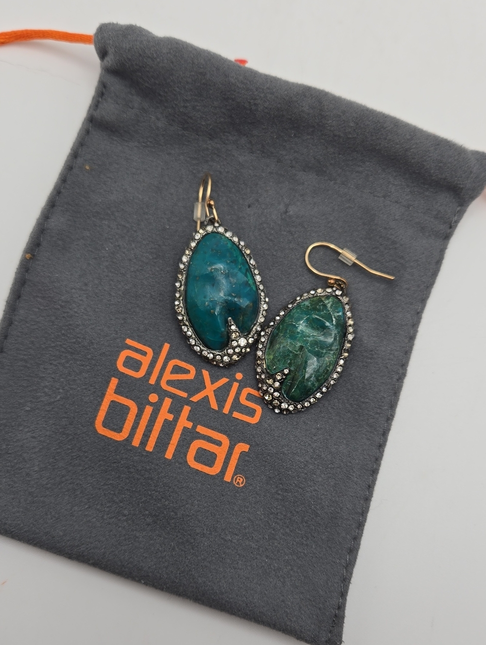 Alexis Bittar Crystal Mosaic Chrysocolla Teal Stone Earrings